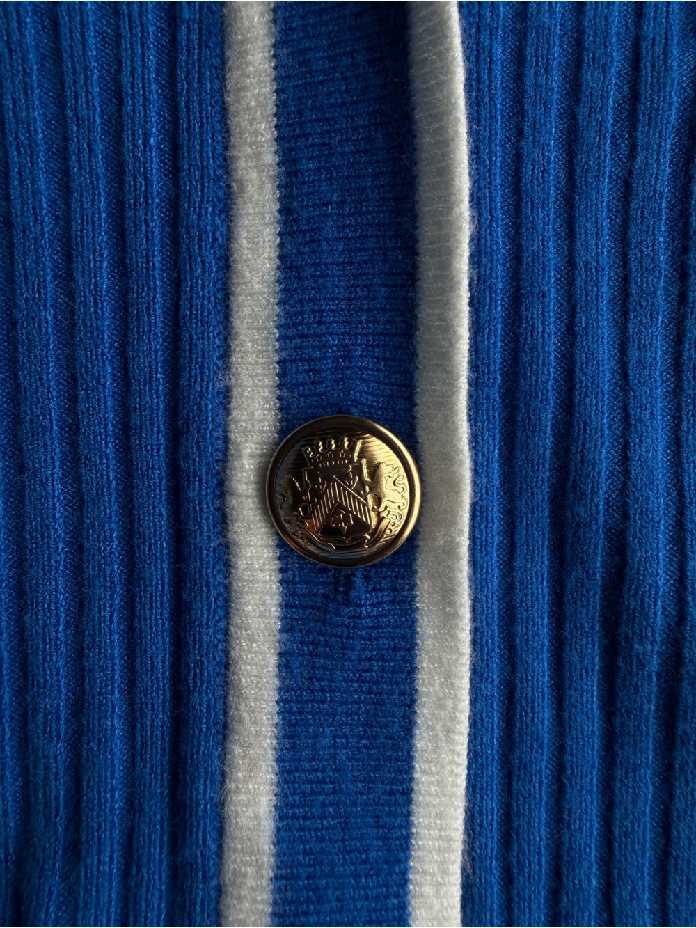 Express Royal Blue Ribbed Button Cardigan - Picture 2 of 4